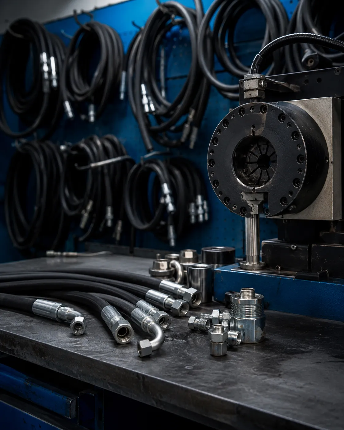 Schlauch-Konfektion in der Werkstatt von Holmer Hydraulik